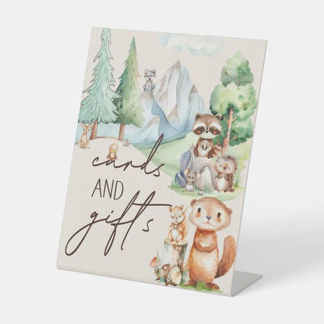 Signe De Table Bois Animaux Boho Cartes Baby showers Cadeaux (Recto)