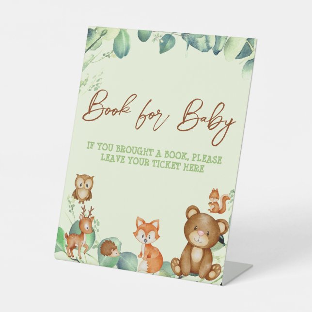 Signe De Table Bois Animaux Verdure Eucalyptus Livre pour bébé (Recto)