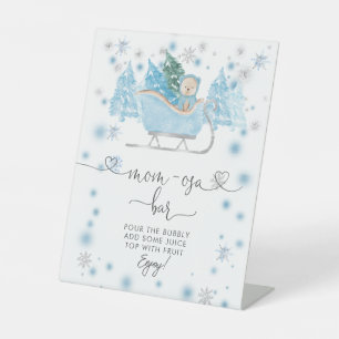 Signe De Table Bois d'hiver Bois Ours Sleigh Maman-osa Bar