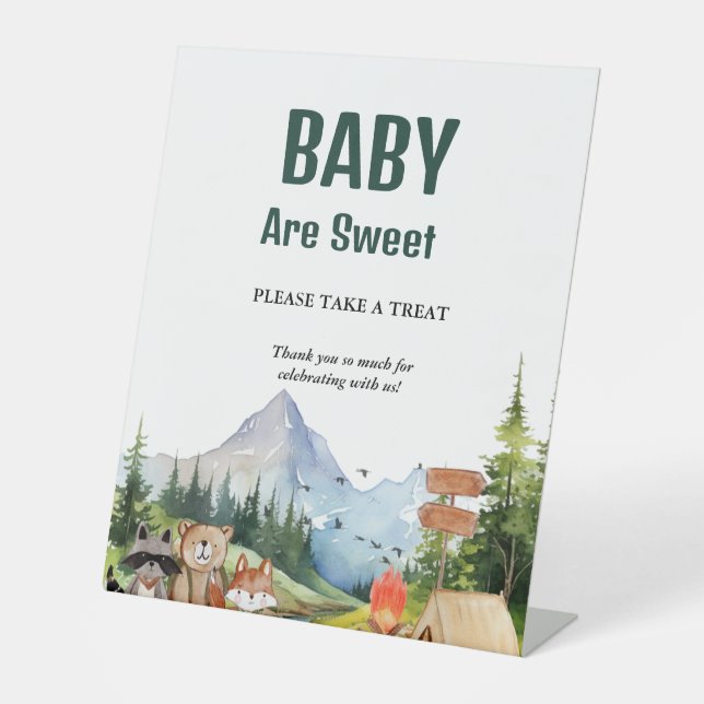 Signe De Table Bois rustique baby shower animal Favoriser le sign (Recto)