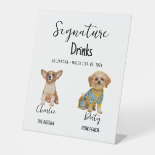 Signe De Table Boisson de signature de calligraphie de chien de c