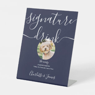 Signe De Table Boisson de signature de mariage bleu marine pour a