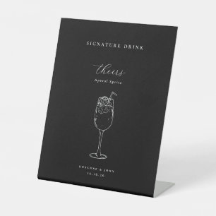 Signe De Table Boisson de signature de mariage minimaliste