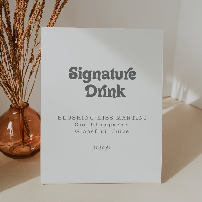 Signe De Table Boisson de signature de mariage simple formelle (Créateur téléchargé)