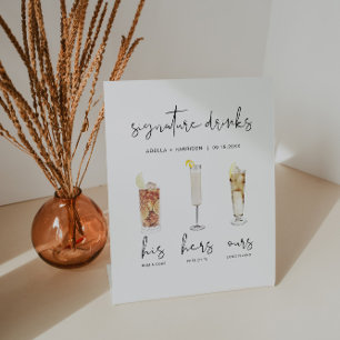 Signe De Table Boisson signature ADELLA Minimal Watercolor Cockta
