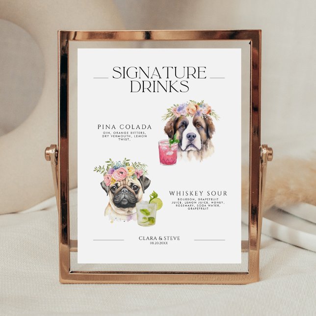 Signe De Table Boisson signature chien menu animal mariage Signer (Créateur téléchargé)