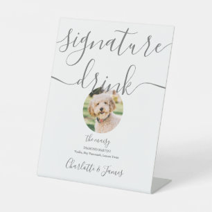 Signe De Table Boisson Signature de Mariage Grise pour Animaux de