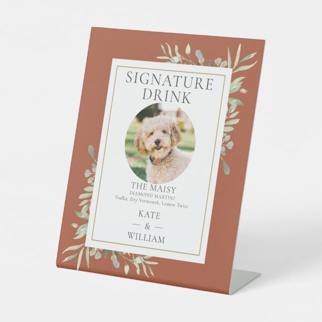 Signe De Table Boisson Signature de Photo de Chien Verdure Terrac (Recto)