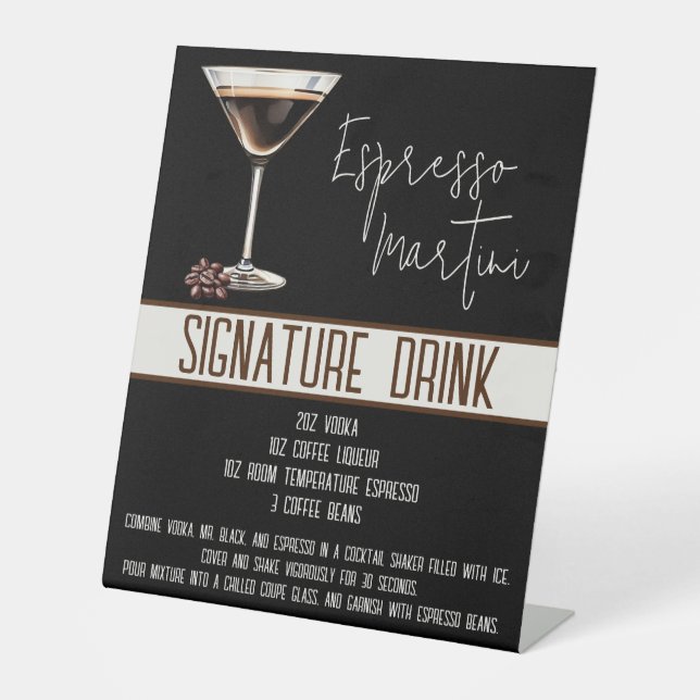 Signe De Table Boisson Signature, Espresso Martini, Menu Fête (Recto)