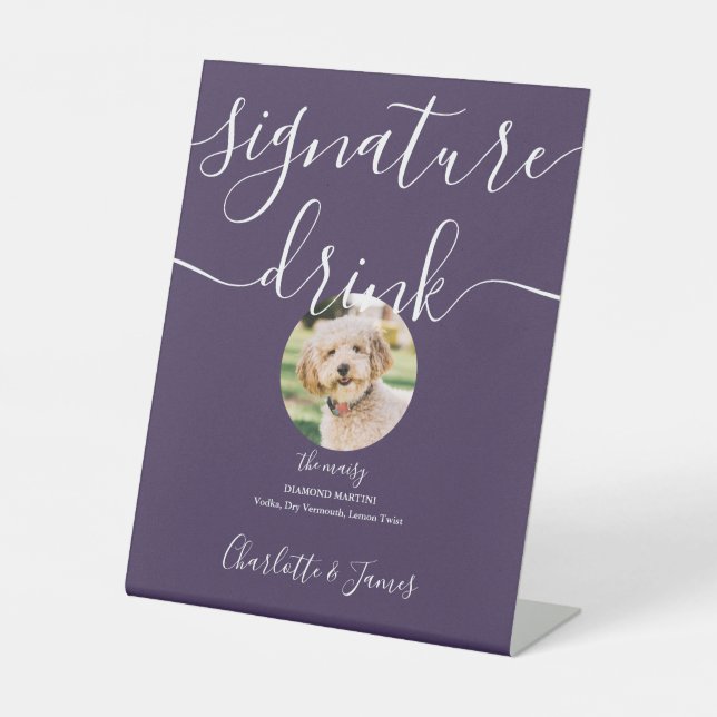 Signe De Table Boisson Signature Mariage Animal de Compagnie Viol (Recto)