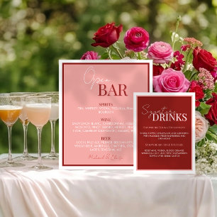 Signe De Table Boisson Signature Mariage Rouge Juteux Élégant