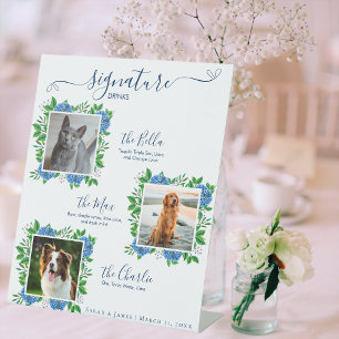Signe De Table Boisson Signature Photo Animaux Hydrangeas Mariage