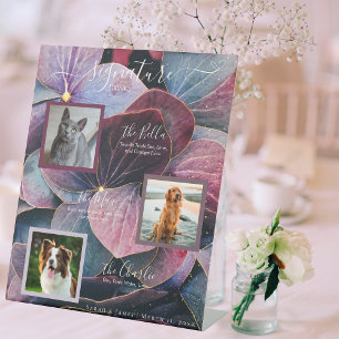 Signe De Table Boisson Signature Photo Chien Hydrangeas Bleu Viol