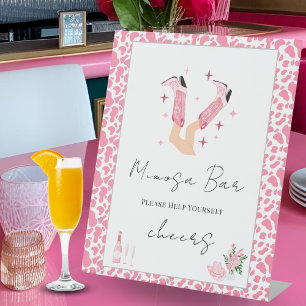 Signe De Table Boissons Bar Cowboy Boots & Bubbly Fête des mariée