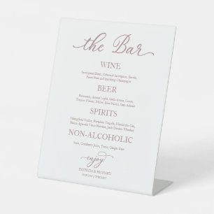 Signe De Table Boissons Bar Rose Gold Calligraphy Mariage Signal