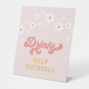 Signe De Table Boissons d'anniversaire Groovy Retro Daisy