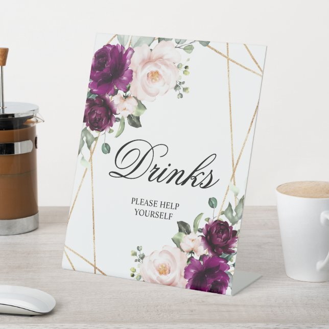 Signe De Table Boissons de douche rose violet et violet (In SItu)