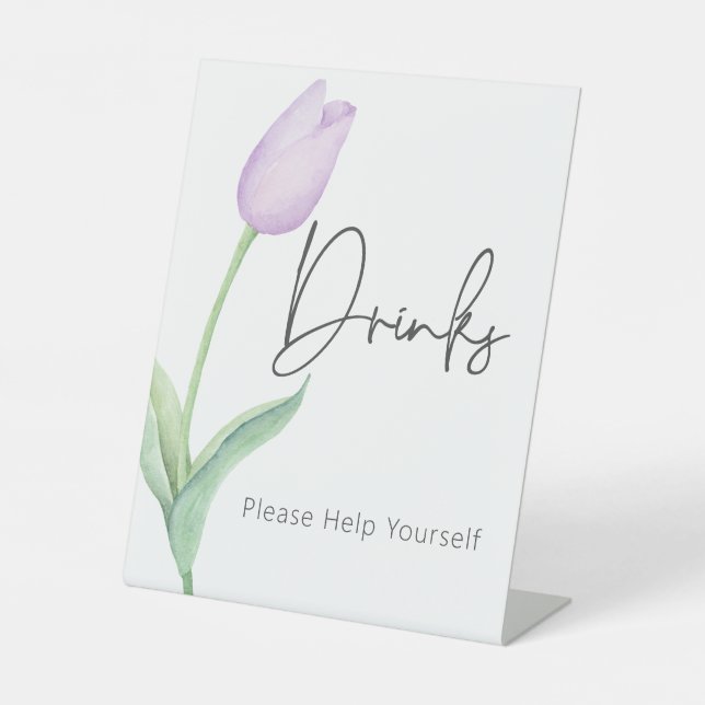 Signe De Table Boissons de Fête des mariées solo Tulip violet mod (Recto)