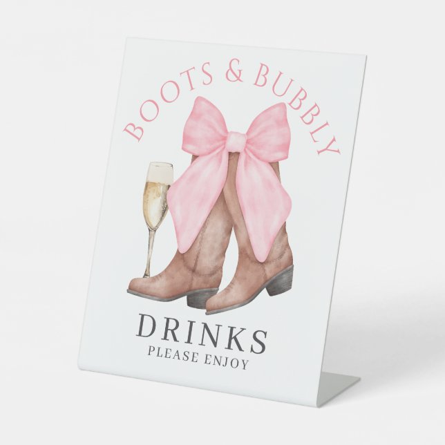 Signe De Table Boissons de mariage Boots Bubbly Western (Recto)