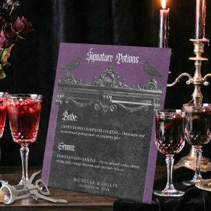 Signe De Table Boissons de mariage violettes Gothiques Black Rave
