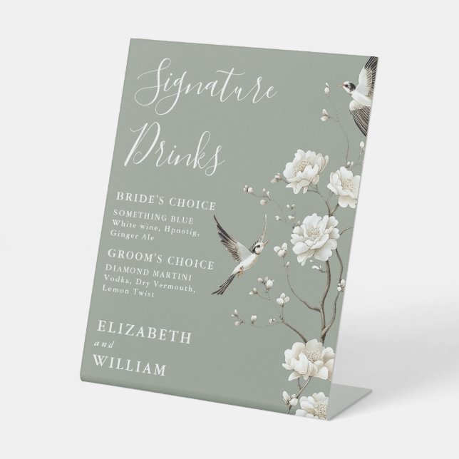 Signe De Table Boissons de signature de mariage de chinoiserie ve (Recto)