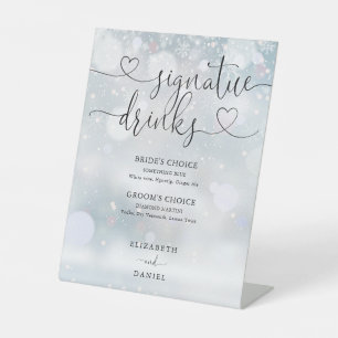 Signe De Table Boissons de signature de mariage d'hiver Chic Hear