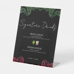 Signe De Table Boissons de signature de mariage Fiesta à dentelle