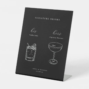 Signe De Table Boissons de signature de mariage minimaliste