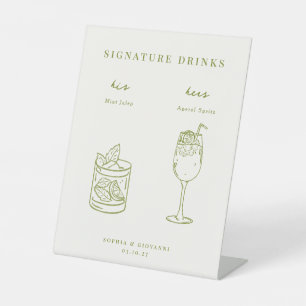 Signe De Table Boissons de signature de mariage minimaliste VERON