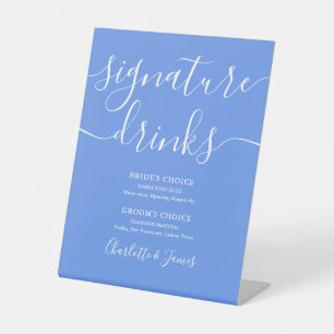 Signe De Table Boissons de signature de mariage moderne bleu barb