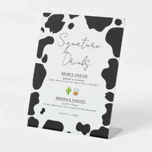 Signe De Table Boissons de signature de mariage noir et blanc tac