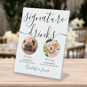 Signe De Table Boissons de signature de mariage pour chien noir e