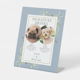 Signe De Table Boissons de signature de photos d'animaux de compa