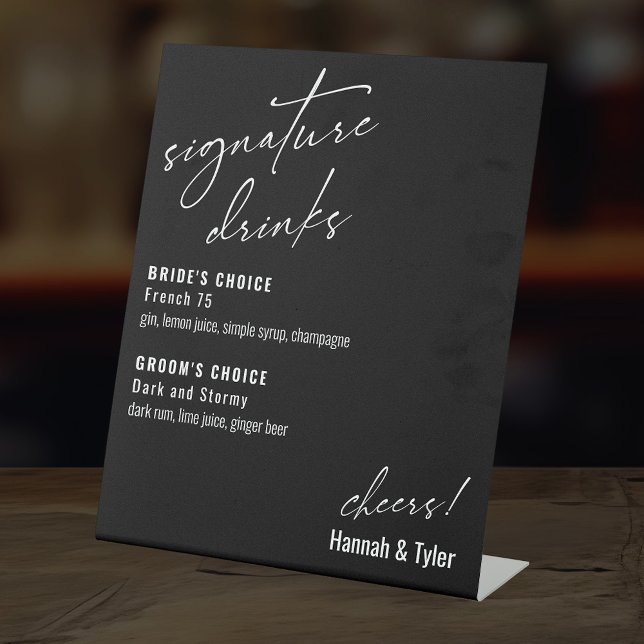 Signe De Table Boissons de signature d'écriture manuscrite contem (Créateur téléchargé)