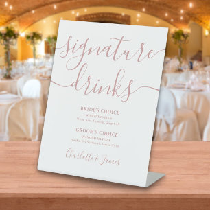Signe De Table Boissons de signature Mariage de script de Rose po