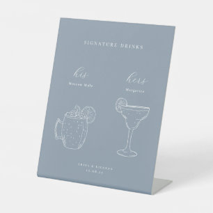 Signe De Table Boissons de signature minimaliste pour Mariage