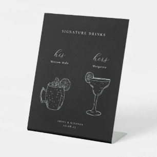 Signe De Table Boissons de signature minimaliste pour Mariage