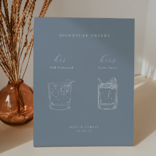 Signe De Table Boissons de signature minimaliste pour Mariage