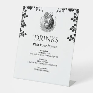 Signe De Table Boissons Élégant Blanc Gothique Mariage Squelette