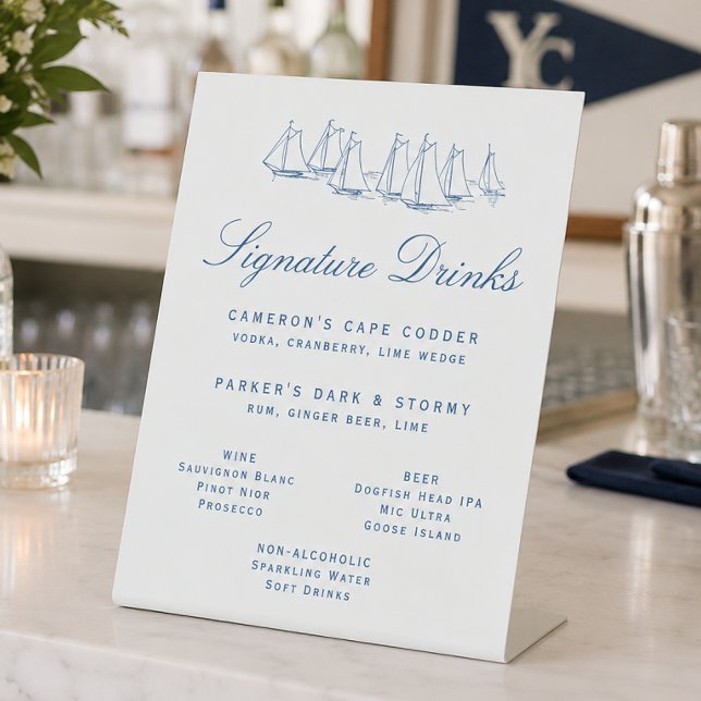 Signe De Table Boissons et bar signature de mariage de régate de  (Sailboat Regatta Wedding Yacht Club Wedding Signature Drinks and Bar sign by Concertina Press)