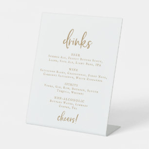 Signe De Table Boissons Rustic Gold Script Mariage Menu Signer