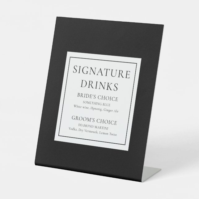 Signe De Table Boissons Signature Classiques Modernes Noir Et Bla (Recto)