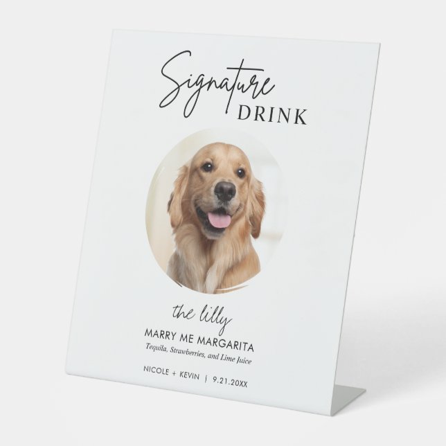 Signe De Table Boissons Signature de Mariage de Chien (Recto)