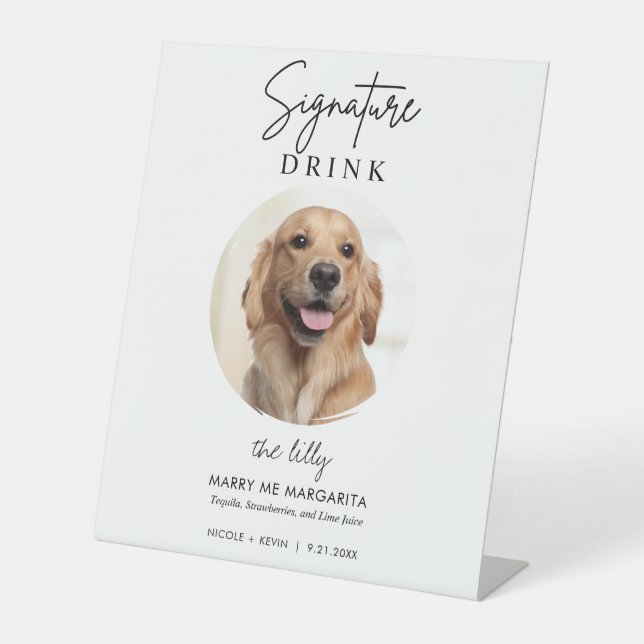 Signe De Table Boissons Signature de Mariage de Chien de Compagni (Recto)