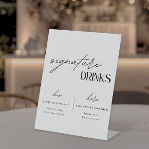 Signe De Table Boissons Signature de Mariage Minimaliste