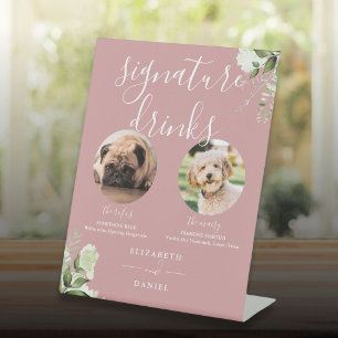 Signe De Table Boissons Signature de mariage pour chien en rose p