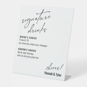 Signe De Table Boissons Signature d'Écriture Manuscrite Contempor