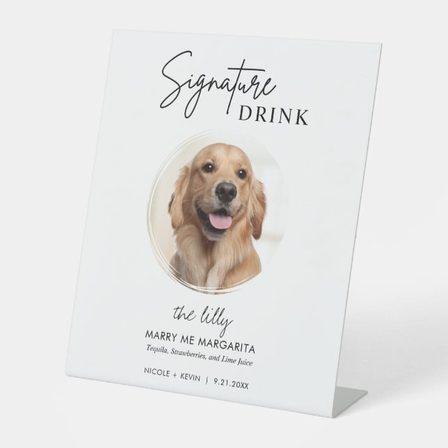 Signe De Table Boissons Signature Mariage chien (Recto)