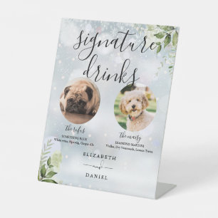 Signe De Table Boissons Signature pour Chiens de Mariage avec Ver