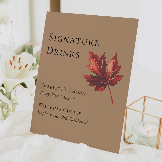 Signe De Table Boissons signées Mariage en terre cuite à automne  (Créateur téléchargé)